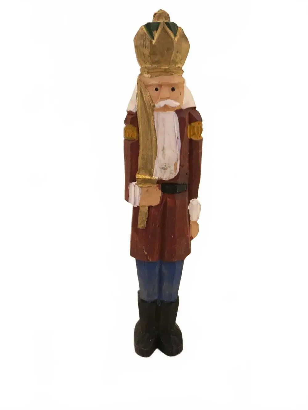 Vintage Hand-Carved Wooden Nutcracker Soldier Figurine 6